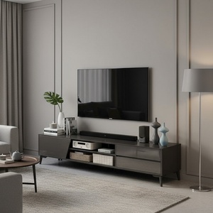 Meuble <span class=keywords><strong>TV</strong></span> / <span class=keywords><strong>Banc</strong></span> <span class=keywords><strong>TV</strong></span> moderne et simple avec étagère pour salon, avec structure en métal - Product Image 2