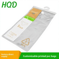 Sacs à crochets transparents en PVC avec bouton-pression, logo sérigraphié, emballage personnalisable pour chaussettes, vêtements, usage industriel, commandes sur mesure