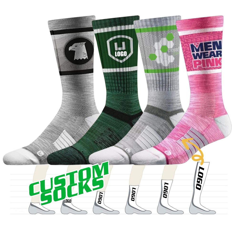 Design Your Own Custom Logo Socks Men Women Unisex Crew Sport Socks Basketball Team Cotton Elite Athletic Customize Socks