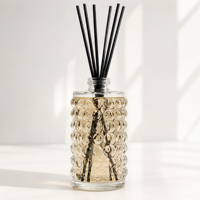 Flacon de parfum en verre transparent à texture quadrillée, flacon de parfum carré avec bouchon à vis, impression sérigraphique pour emballage d'huiles essentielles et cosmétiques