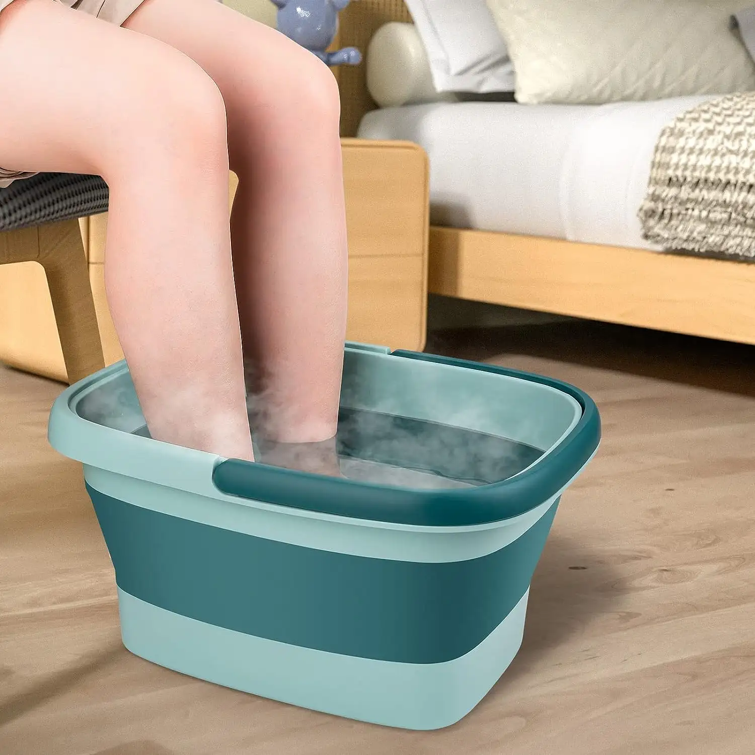 La plastica può fare il secchio pieghevole del lavapiedi del piede della stazione termale del bacino di ammollo del secchio con la maniglia