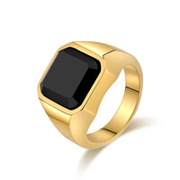 Bague pour homme en acier inoxydable avec pierre précieuse simulée, style moderne et luxueux, pour un usage quotidien