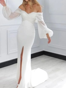 Vestido De Novia bohemio con mangas abombadas, Espalda descubierta, <span class=keywords><strong>playa</strong></span>, tren De barrido dividido, Vestido De Novia, sexi, n. ° 13420, <span class=keywords><strong>2022</strong></span> - Product Image 3