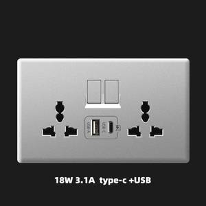 UK soket listrik Panel PC tunggal/ganda, pengisi daya Cepat 18W dengan saklar tiang tunggal/ganda 146 untuk penggunaan di rumah - Product Image 4