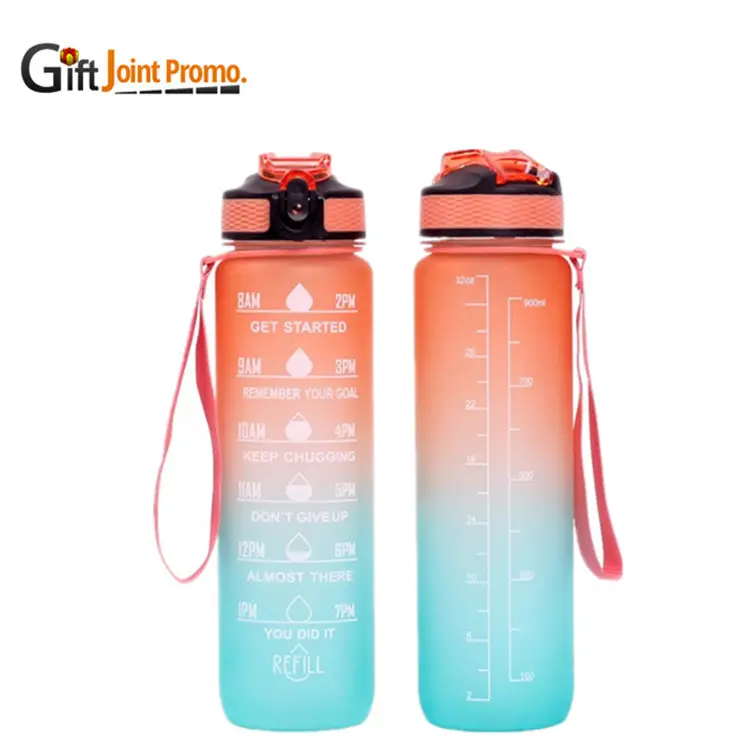 Klare Plastik-Trink flasche Motivierende Wasser flasche für den Sport