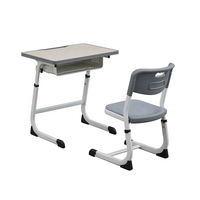 Ensemble bureau et chaise d'étudiant en bois moderne avec structure métallique finition peinture poudrée pour école, hôtel, salle de classe, salon, bureau à domicile, chambre à coucher