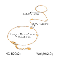Chaîne de doigt à poignet superposable réglable en acier inoxydable plaqué or 18 carats avec zircon diamanté, accessoire de main polyvalent de luxe léger