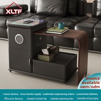 Nouvelle Table Basse Intelligente Moderne en Bois de Pin 2026, Amovible, avec Recharge Sans Fil, Table d'Appoint de Canapé, Meuble Latéral Rétractable pour Salon