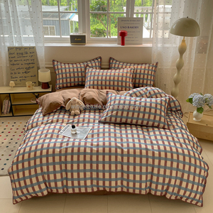 <span class=keywords><strong>Copripiumino</strong></span> in cotone Plaid inglese classico perno triangolare tecnica <span class=keywords><strong>blu</strong></span> rosso intreccio 4 in 1 Set di biancheria da letto in magazzino - Product Image 5