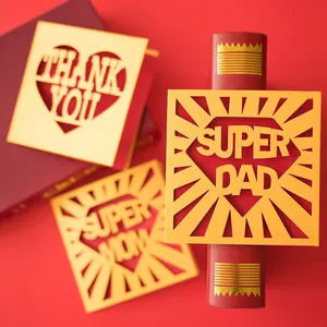 Wholesale Creative Golden Laser Cut 'Happy Mothers Day' 'Thank You Mom' 'Fathers Day' Love Gifts Greeting Cards