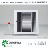 Diffuseur d'air à 3 voies en ABS CL1212, moderne, carré, haute performance, avec paroi latérale en plastique, pour une distribution efficace du CVC