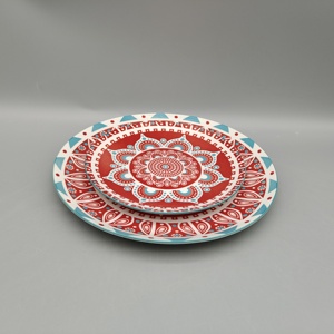 <span class=keywords><strong>Vaisselle</strong></span> en grès de style bohème avec imprimé mandala rouge et bol <span class=keywords><strong>turquoise</strong></span> uni - Product Image 4