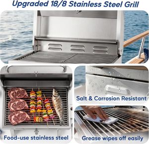 Barbecues à gaz sans fumée en acier inoxydable à chauffage rapide avec commande par bouton pour cuisines extérieures à haute efficacité - Product Image 6