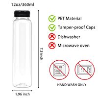 360ml Plastik-Saftflaschen mit Deckel, leere PET-Wasserflaschen, transparente Getränkebehälter mit manipulationssicheren Verschlüssen, Getränke 12oz