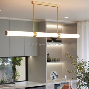 Simple y moderno restaurante Bar isla plataforma alabastro candelabro italiano minimalista decorativo cobre LED 3000K lámpara blanca cálida - Product Image 2