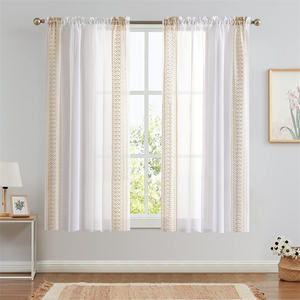 Rideau Boho à rayures en tissu semi-transparent 75 g/m² pour chambre à coucher personnalisée de luxe - Product Image 3