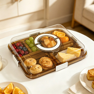 Tabla de queso de madera de nogal con bandeja de madera de acacia y cubierta protectora para servir y almacenar - Product Image 1