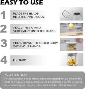 Tagliapatate e Cipolle, Affettaverdure e Tritatutto - Ottimo per Patate, Carote, Cetrioli, <span class=keywords><strong>Zucchine</strong></span>, Peperoni - Product Image 4