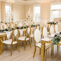 Chaise de banquet moderne de luxe en acier inoxydable, durable et empilable, pour salon, mariages, événements, fêtes, restaurants, hôtels, salles de banquet