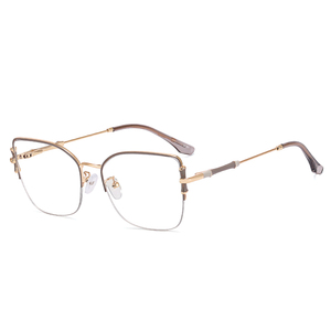 <span class=keywords><strong>Gafas</strong></span> MS 82059, Nuevo Diseño <span class=keywords><strong>2022</strong></span>, Montura Metálica <span class=keywords><strong>de</strong></span> Media Montura para <span class=keywords><strong>Mujer</strong></span>, Estilo Moderno, Sin Maquillaje, Protección Contra Luz Azul - Product Image 5