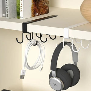 Support de rangement mural en fer sans perçage à double rangée de crochets pour tasses et mugs, organisateur pour armoires de cuisine et étagères de présentation - Product Image 6