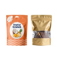 Sachet refermable personnalisé avec fenêtre dorée en aluminium, résistant à l'humidité, pour aliments pour bébés, sucre, imprimé en gravure