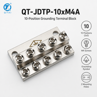 QT-JDTP-10*M4A Barre de terre à 10 positions en cuivre, barre omnibus, bornier à vis M4, CE RoHS pour panneau de distribution électrique