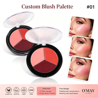 Palette de fard à joues 3 en 1 à label privé avec des pigments naturels véganes, maquillage longue durée multi-usages pour les joues, les yeux et les lèvres