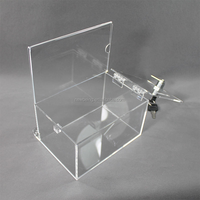 Benutzer definierte Acryl schloss Menoy Aufbewahrung sbox mit Einsatz Broschüren halter transparente Acryl Münz spende boxen mit Schlüssel