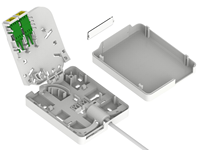 Boîtier de terminaison murale en fibre optique pour rail DIN - 2 cœurs (intérieur) avec adaptateurs SC/LC