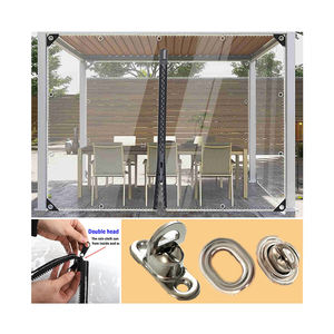 Bâche extérieure en vinyle transparent avec fermeture à glissière Patio <span class=keywords><strong>Pergola</strong></span> Bâche Rideau avec verrouillage torsadé <span class=keywords><strong>Toile</strong></span> transparente robuste - Product Image 1