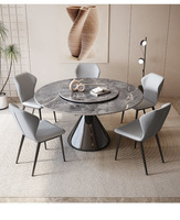 Table à manger ronde en ardoise Table ronde minimaliste moderne Table à manger haut de gamme ultra-luxe avec plateau tournant pour un usage domestique