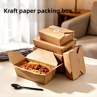Boîte repas rectangulaire jetable biodégradable en papier kraft Shangji pour plats à emporter commerciaux, aliments mijotés, snacks, poulet frit