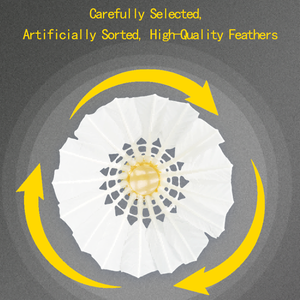 ريشة تنس الريشة للتدريب والبطولات بيضاء اللون ذات استقرار في الطيران متينة مخصصة حسب الطلب من ريش الإوز المزدوج مُقوّاة خفيفة الوزن للنوادي - Product Image 4