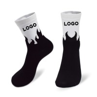 Chaussettes en coton unisexe à logo personnalisé, motif flamme jacquard, style hip-hop streetwear, esthétique génération Z, mode décontractée, chaussettes cadeau