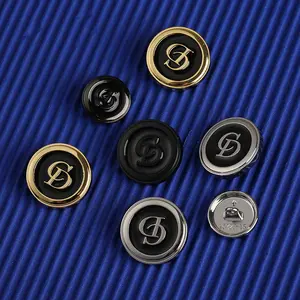 High quality fancy engraved sewn metal shirt buttons custom clothing logo vintage round shank buttons for mens suits coat blazer