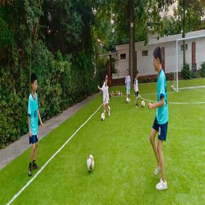 Sıcak satış fabrika yapımı plastik sentetik çim fayans arka bahçe oyun alanı spor mahkemeleri için özel suni çim - Product Image 5