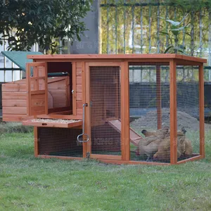 Galinheiro impermeável ao ar livre, gaiola grande de madeira para galinhas domésticas com 2 caixas de nidificação