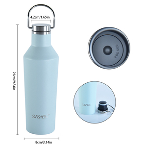 Logotipo personalizado 500ml 750ml Botella de agua de acero inoxidable con aislamiento al vacío a prueba de fugas Mango Vaso deportivo de doble pared Tours al aire libre - Product Image 4