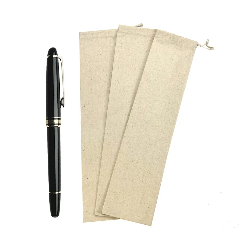Bolsa de algodão para caneta, logotipo personalizado marrom para caneta, com cordão