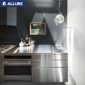 Allure tiêu chuẩn toàn bộ Tủ thiết kế nhà bếp Tủ thông minh khung thép không gỉ bồn rửa nhà bếp với drainer