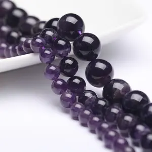 Wholesale Natural Stone other Color Purple Amethysts Crystals Round Loose Beads 15" Strand 4 6 8 10 12MM For Jewelry Making