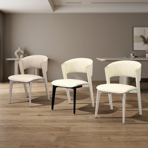 Silla Moderna de Cuero Genuino para Sala de Estar, Patas de Madera Maciza, Diseño Ergonómico, Estilo Minimalista, Muebles para el Hogar - Product Image 2