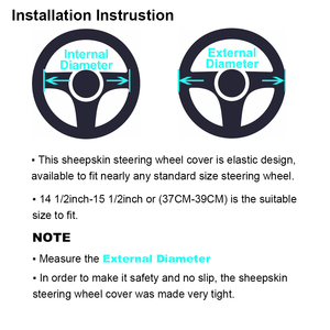 Coprivolante per Auto, Copertura in Pelliccia di Pecora per Volanti da 14 15 16 Pollici (36CM-41CM), Antiscivolo - Product Image 5