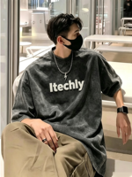 T-shirt décontracté streetwear pour homme, 240 GSM, coton uni, épaules tombantes, étiquette tissée personnalisée, coupe oversize, pour jeunes, été