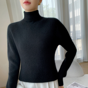 Pull en cachemire à col haut pour femme, chemise en tricot slim, pull d'automne et d'hiver, nouveau modèle - Product Image 1