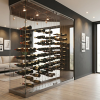 Système de rangement flottant en fil métallique de style moderne, kits de suspension de fils, support à vin en fil métallique, présentoir de bouteilles de vin du sol au plafond