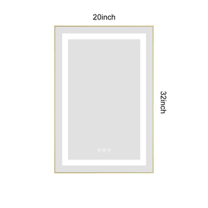 Espejo de Baño LED de Vidrio de 20x32 Pulgadas con Luces, Retroiluminación Frontal, Diseño Moderno, Montado en la Pared, Marco de Aluminio, Antivaho - Product Image 5