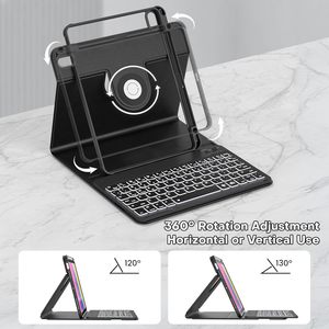 Nuova custodia per tastiera <span class=keywords><strong>iPad</strong></span> 11a/10a generazione, <span class=keywords><strong>dimensioni</strong></span> standard, rotazione a 360°, magnetica, wireless, retroilluminazione RGB, materiale PU, rimovibile - Product Image 3