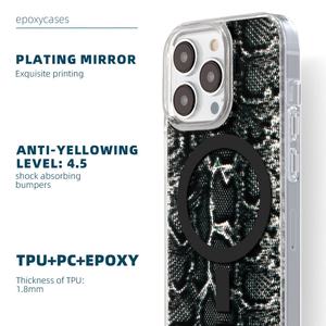 Coque de téléphone transparente antichoc avec recharge magnétique sans fil, design brillant en résine pour iPhone 15 14 13 Pro Max - Product Image 5